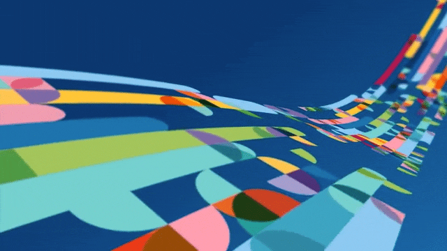A banner design that includes a wave of abstract shapes for Kaiser's event theme design