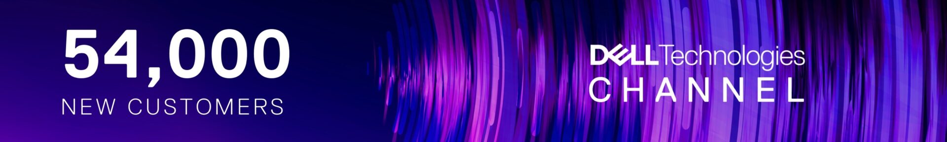 A slide from the Dell Technologies World Global Partner Summit 2018 event presentation. The design has a purple sound wave with a stat over them.
