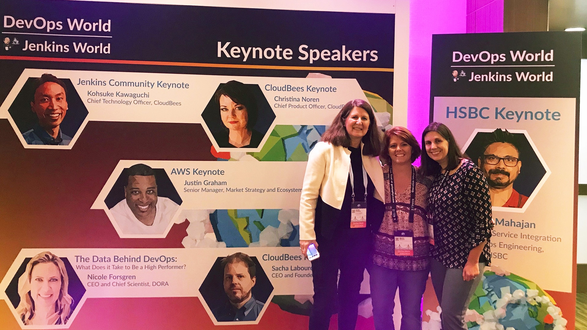 A photo of the CGI team at the DevOps World 2018 event.