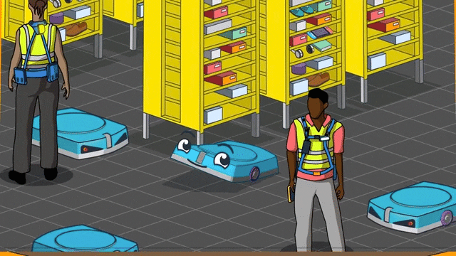 An animated gif of an Amazon box opening to reveals video footage.